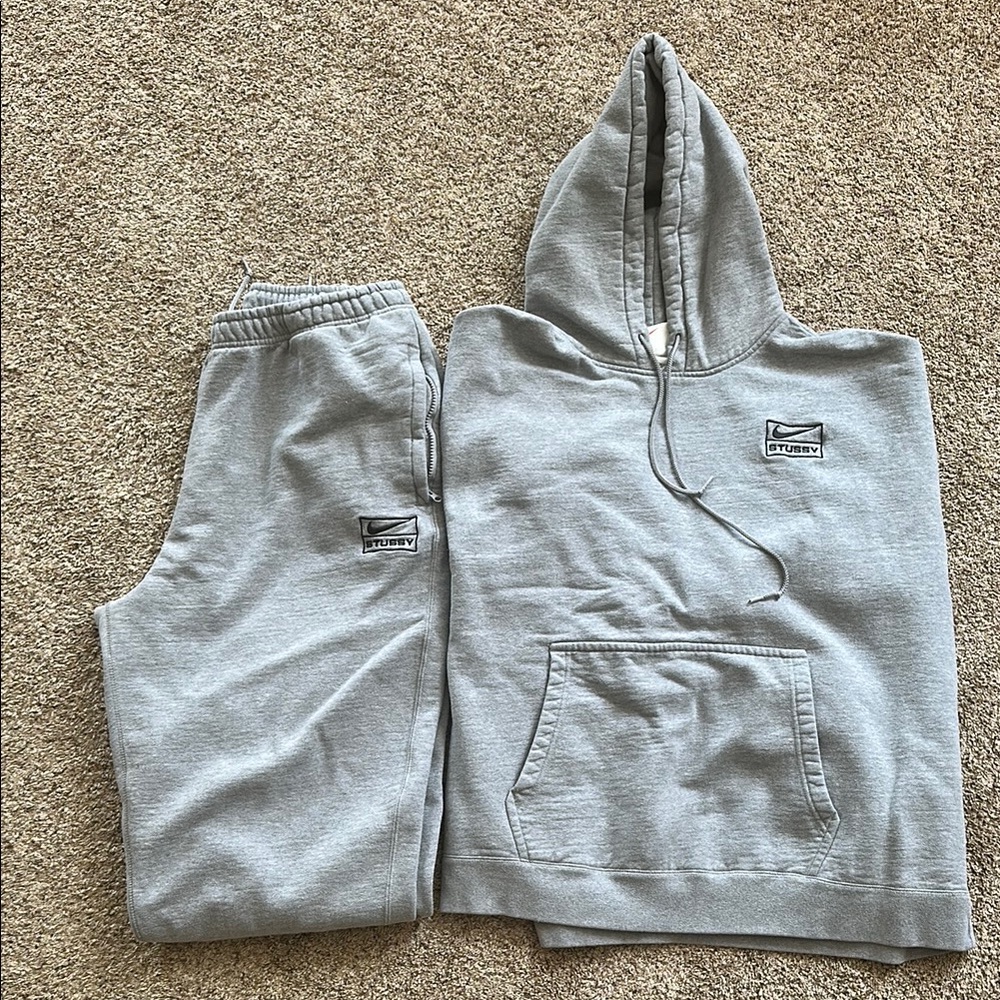 Stussy Nike Collab Gray Hoodie and Joggers Set